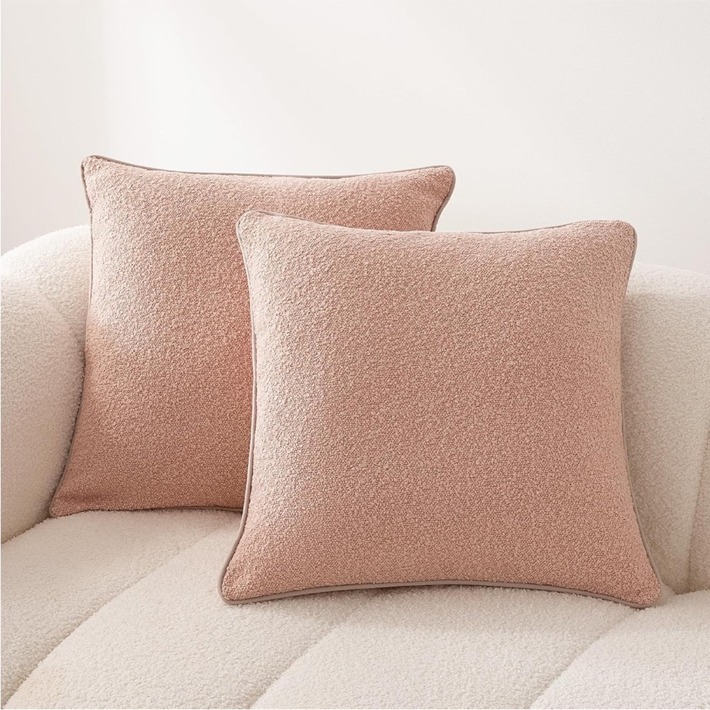 Two 20”x20” Pink Throw Pillow Covers